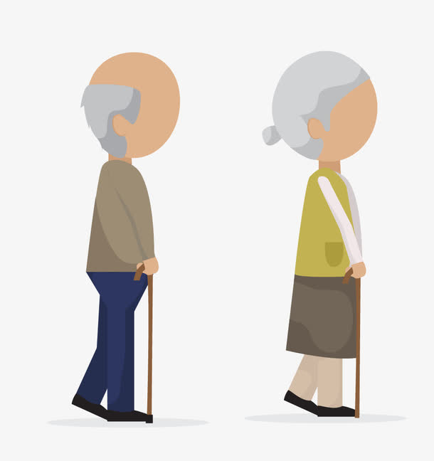 矢量幸福快乐健康老夫妻免抠