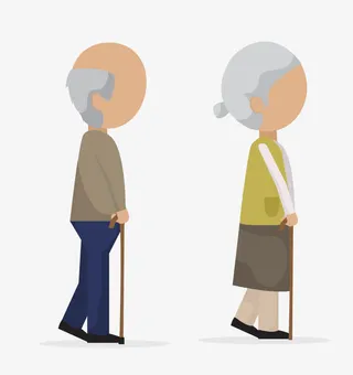 矢量幸福快乐健康老夫妻免抠