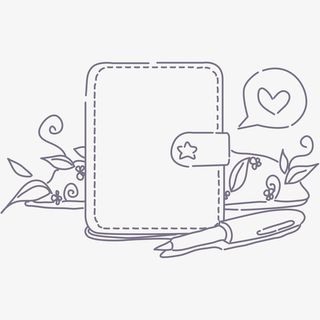 卡通手绘线条日记本免抠