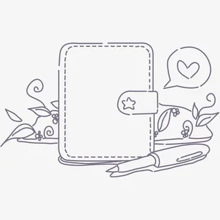 卡通手绘线条日记本免抠