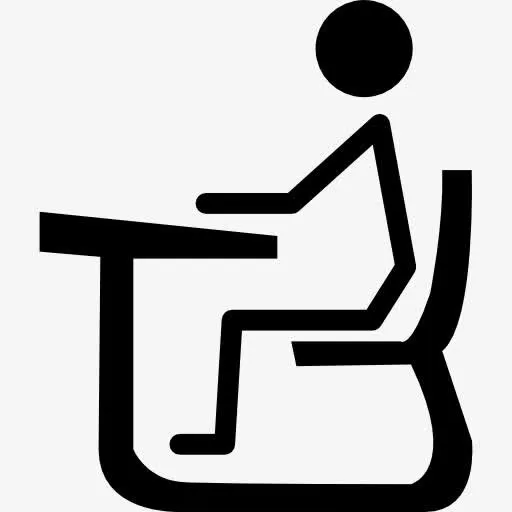 学生贴的人坐在椅子上上课桌图标免抠