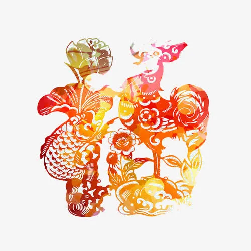 福字鸡年快乐元素免抠