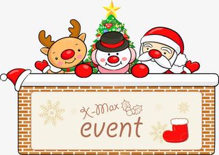 矢量麋鹿圣诞老人标签免抠