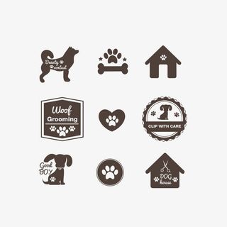 矢量剪影标识宠物店狗掌印图标免抠