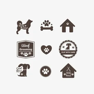矢量剪影标识宠物店狗掌印图标免抠