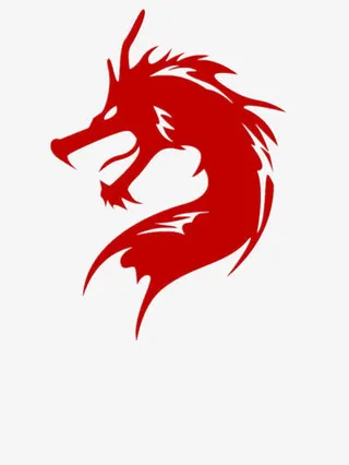 红色中国龙剪影免抠