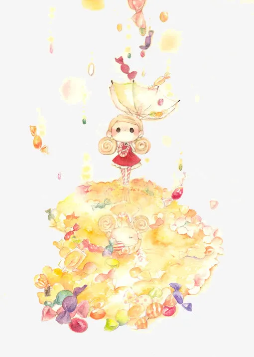 粉色小女孩糖果免抠