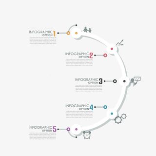 扁平化数轴信息分类装饰ppt矢量图免抠