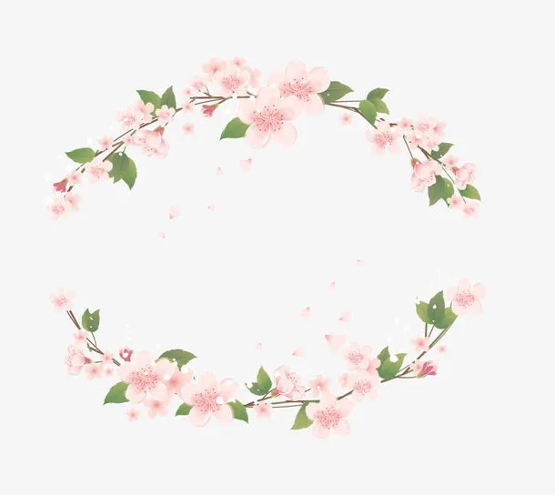 桃花花环边框装饰免抠