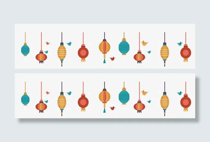 扁平化和风灯笼免抠