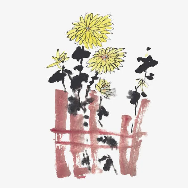 水墨菊花免抠