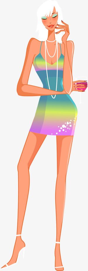 白发女人卡通手绘人物免抠