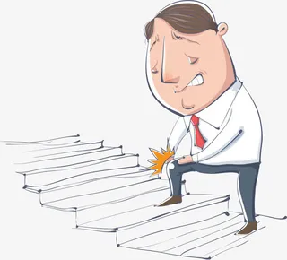 卡通手绘商务男性爬楼免抠