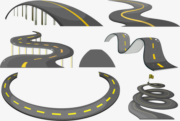 矢量手绘道路免抠