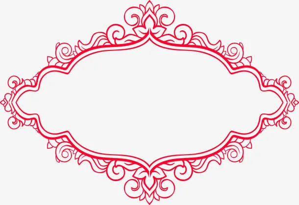 红色镂空边框免抠