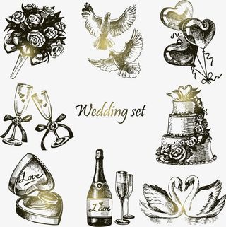 手绘婚礼素材免抠