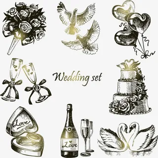 手绘婚礼素材免抠