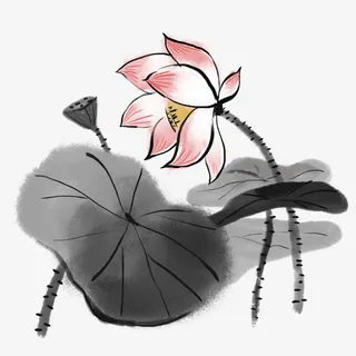 水墨国画高清荷花免抠