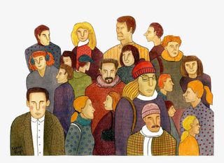 卡通拥挤人群免抠