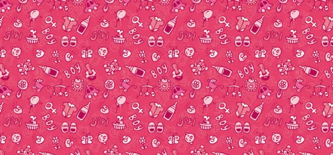 红色卡通手绘婴儿用品背景