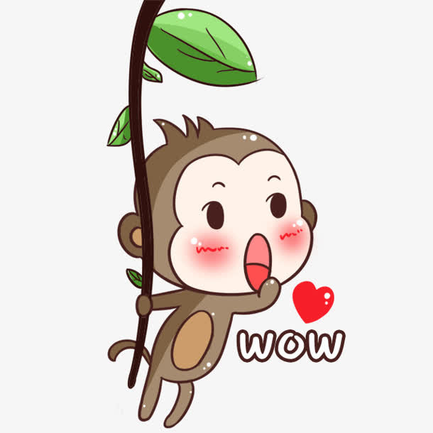 卡通树枝猴子免抠
