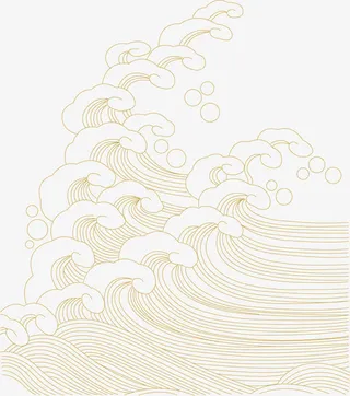 矢量手绘海浪免抠