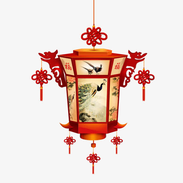 喜庆手绘彩灯灯笼素材免抠