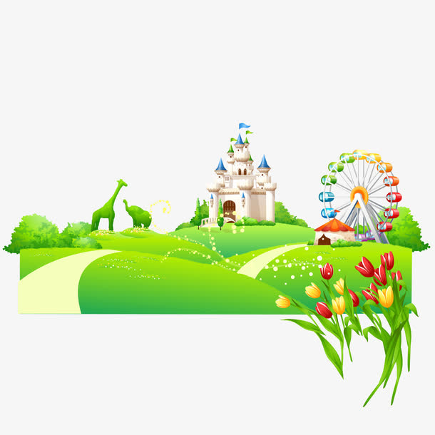 卡通欢乐城堡素材免抠