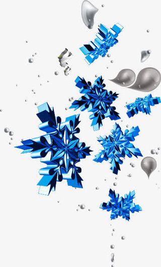 3D蓝色精美雪花免抠