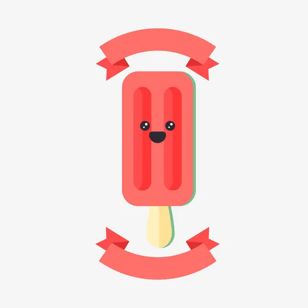 红色条幅冰棒标签免抠