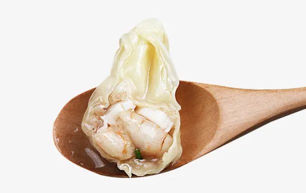 勺子里的虾仁云吞素材免抠