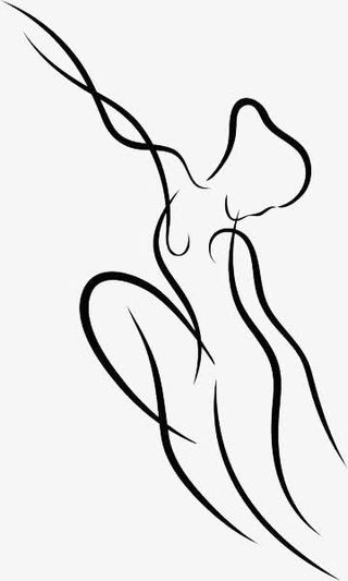 手绘黑色线条芭蕾舞者免抠