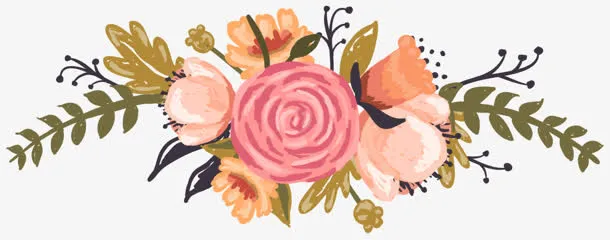 红色玫瑰花手绘玫瑰花绿色叶子免抠