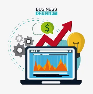 商务笔记本和灯炮图片免抠