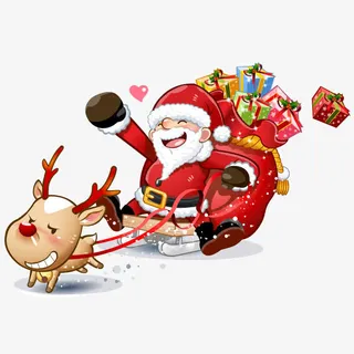 坐雪橇圣诞老人免抠