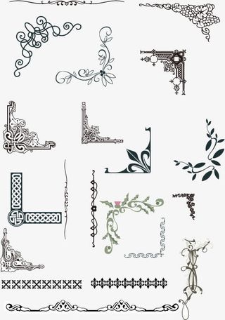 春节花纹促销海报集合免抠