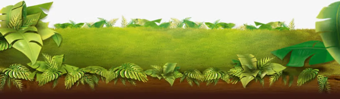 绿色植物园草地枝叶免抠