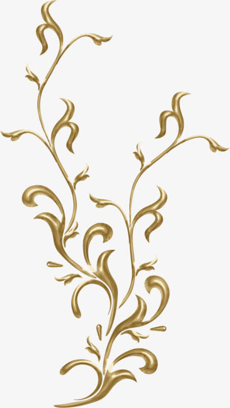金黄色花纹树枝欧式免抠