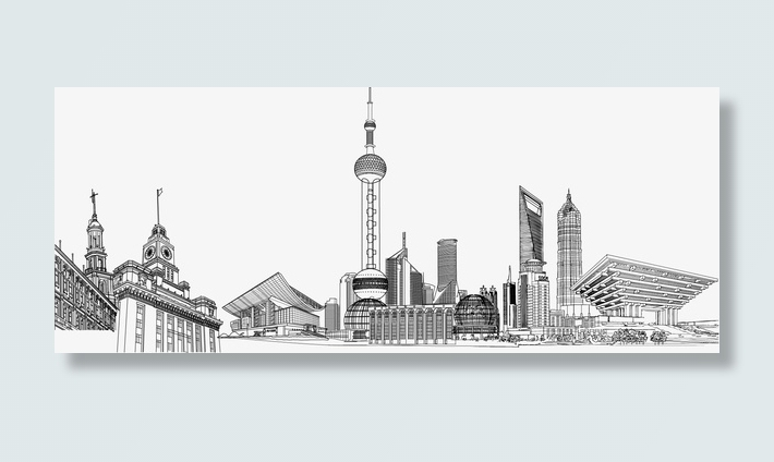 卡通手绘上海城市线稿免抠手绘/卡通卡通元素