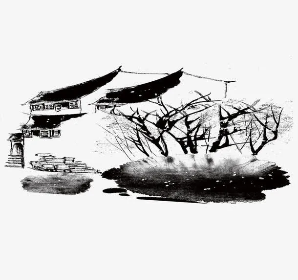 中国风水墨画免抠