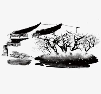 中国风水墨画免抠