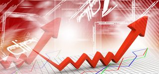 箭头向上商务红色banner背景高清