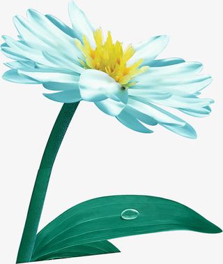 春天蓝色复古植物花朵免抠