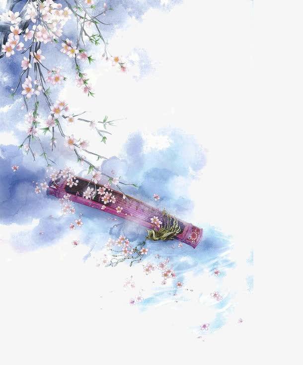 樱花与古筝免抠
