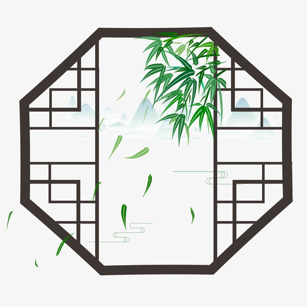 中国风窗型边框免抠