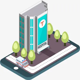 2.5D矢量医药大楼医疗插画免抠