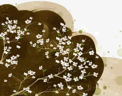 水墨小花背景图免抠