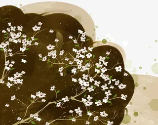 水墨小花背景图免抠