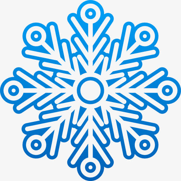 冬日蓝色扁平雪花免抠