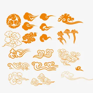 黄色祥云图案免抠